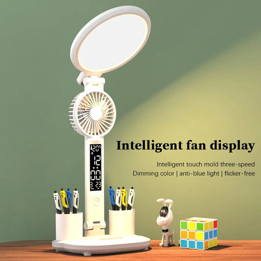 LED Clock Table Lamp USB Chargeable Dimmable